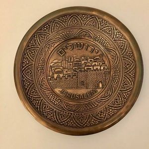 Vintage 1960s Jerusalem Copper Plate Wall Art